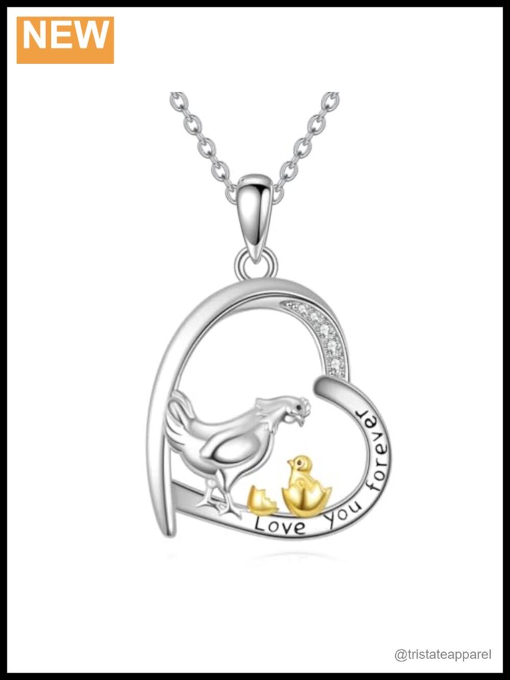 Sterling Silver Chicken Pendant Necklace 18in Good Fortune Lucky Animal Jewelry